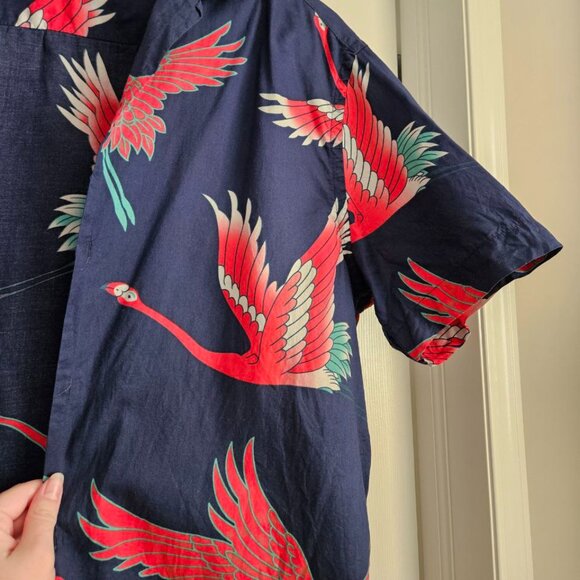 H&M L.O.G.G. Label of Graded Goods 100% Cotton Men's XL Navy Blue Hawaiian Shirt - Picture 5 of 8